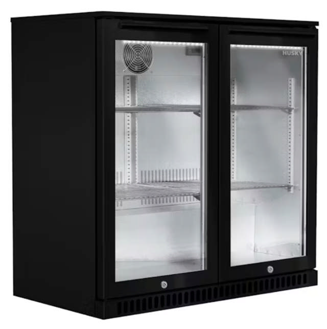 Husky 190L Double Glass Door Alfresco Bar Fridge - Black